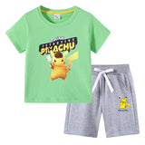 Children Pokemon Pikachu Tshirts & Shorts Cotton Short Sleeve Shorts Two Pieces Neutral