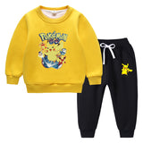 Children Pokemon Pikachu Hoodie & Pant Set Fleece Lined Padded Warm Keeping Sweatshirt Set