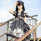 Gothic Lolita Harajuku Style Clothing Punk Lolita Dress Short Sleeve Op Retro Irregular Large Swing Dress