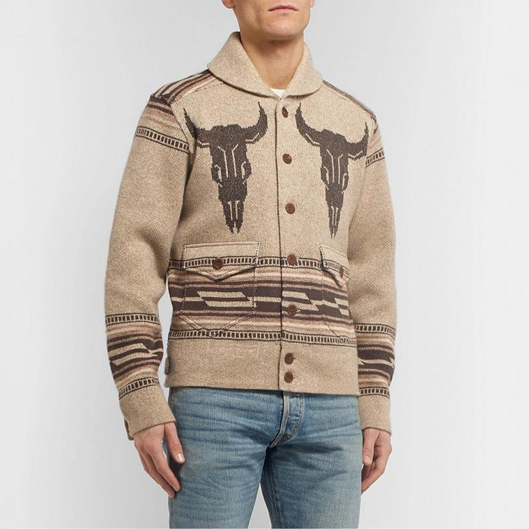 John Dutton Jacket Jacquard Long-Sleeved Coat Long-Sleeved Lapel Cardigan Sweater