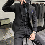 Seersucker Suit Suit Men's Business Casual Three-Piece Suit