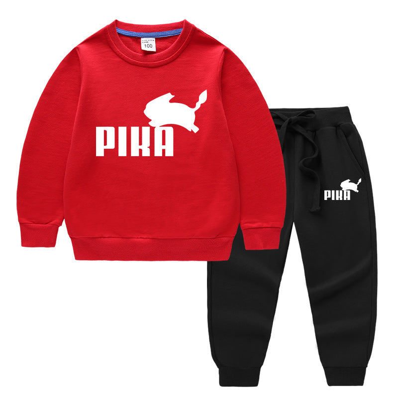 Children Pokemon Pikachu Hoodie & Pant Set Two-Piece Cotton Sweater Set