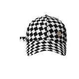 Vintage Check Baseball Cap Black and White Plaid