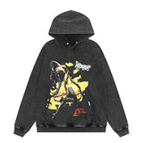 Present Hoodie Jumping Woman Vintage Print Distressed Hooded Sweater
