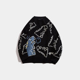 Dinosaur Sweaters Cartoon Crew Neck Sweater Dinosaur Couple Sweater Cotton Knitwear