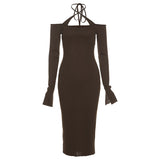 Music Festivals Rave Outfits Dress Autumn Long Sleeve Slim-Fit Sheath Dress for Women