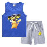 Children Pokemon Pikachu Tshirts & Shorts Vest Middle Pants Sports Casual Thin Two Pieces