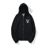 Off White Zipper Hoodie Autumn and Winter Printing Oil Painting Arrow Zipper Hooded Sweater