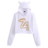 In Memory of Kobe Hoodie Kobe Peripheral Printing Casual Women Navel-Exposed Cat Ear Sweater
