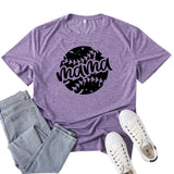 Boy Mama T Shirts Baseball Mama Pattern Printed T-shirt