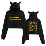 In Memory of Kobe Hoodie Kobe Peripheral Printing Casual Women Navel Cat Ear Sweater