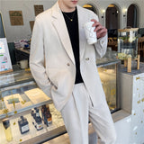 Double Brewed Seersucker Suit Leisure Suits for Men Loose Fashion