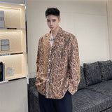 Men's Shirts Autumn Leopard Print Floral Loose Long Sleeve Shirt