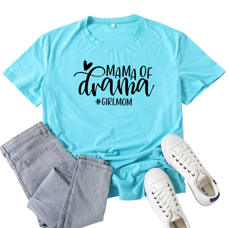 Boy Mama T Shirt Mama of Drama Letter Print T-shirt