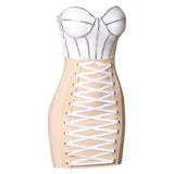 Women Bodycon Dress Bandage Dress Sequins Chest-Wrapped Dress