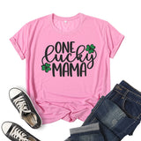 Boy Mama T Shirts Clover Lucky Mama Printed Short Sleeve T-shirt