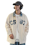 Corduroy Patch Jacket Spring and Autumn Baseball Uniform Baggy Casual Jacket Corduroy Jacket