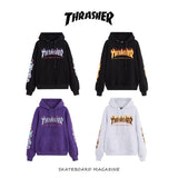 Thrasher Hoodie Autumn And Winter Thrasher Flame KIRIN Arm Men 'S Women 'S Hoodie Brushed Hoody