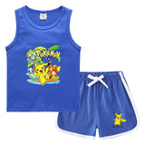 Children Pokemon Pikachu Tshirts & Shorts Casual Sports Undershirt Suit Neutral