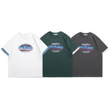 Men T Shirt Summer Casual Tops Men's Clothes Summer Wear Vintage Men's round Neck Short Sleeve Casual Loose Letter Print Fake Two Pieces