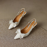Nude Wide Fit Block Heels Bowknot Sandals