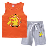Children Pokemon Pikachu Tshirts & Shorts Vest Middle Pants Sports Casual Thin Two Pieces