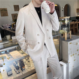 Double Brewed Seersucker Suit Leisure Suits for Men Loose Fashion