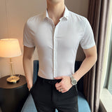 Men's Shirt Men's Solid Color Bottoming Short-Sleeved Shirt