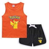 Children Pokemon Pikachu Tshirts & Shorts Casual Sports Sweat-Absorbent Suit Neutral