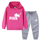 Children Pokemon Pikachu Hoodie & Pant Set Hooded Sweater Trousers Two-Piece Set Baby Cotton