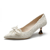 Nude Block Heel Sandals Bowknot Women's Shoes