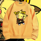 Men and Women Pokemon Pikachu Hoodie Pokémon Pikachu Crew Neck Pullover Sweatshirt