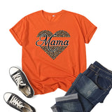 Boy Mama T Shirt Leopard Print Love Mama Printed Short Sleeve round Neck T-shirt