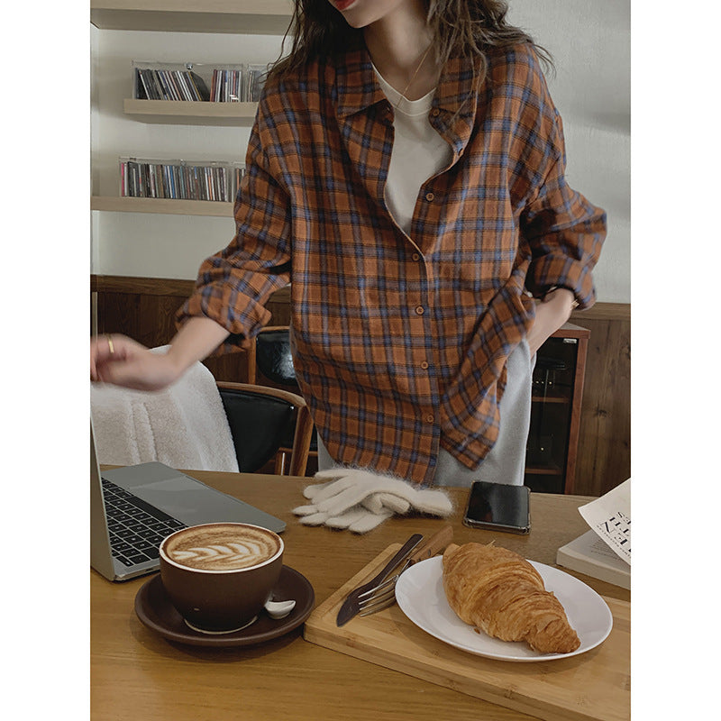 Beth Dutton Outfits Vintage Long Sleeve Plaid Shirt Autumn and Winter Loose Outerwear Shirt Coat