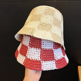 Straw Hat Chessboard Hand-Woven Straw Hat