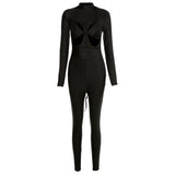 Women's Spring Clothing Solid Color Sexy Cutout Hip Lifting Sport Jumpsuit