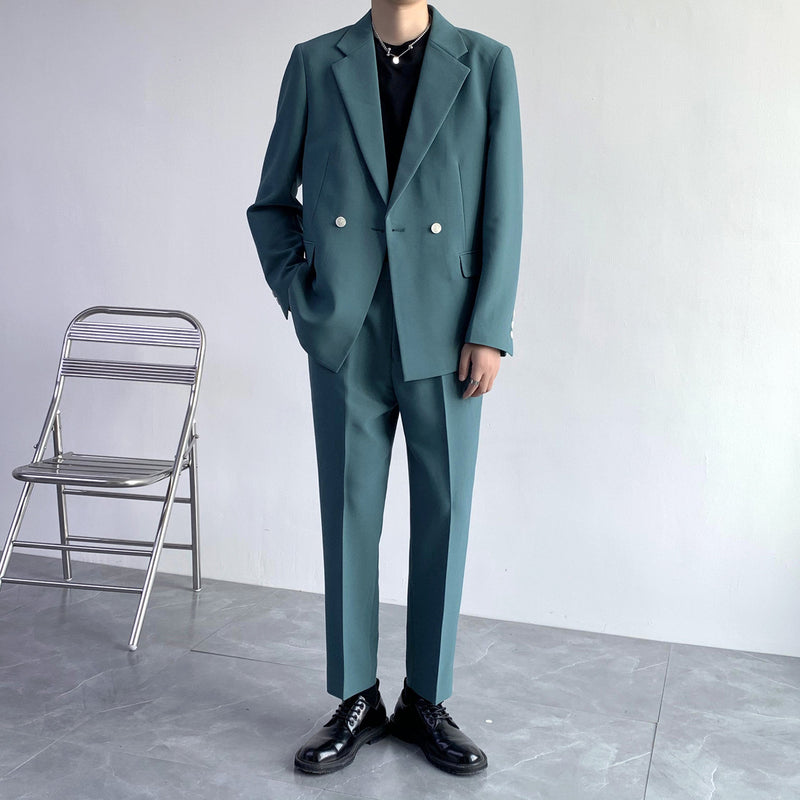 Double Brewed Seersucker Suit Autumn Suit Loose Casual