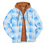John Dutton Jacket Autumn and Winter Plaid Jacket Long-Sleeved Hooded Fake Two Pieces Cotton Padded Coat Men
