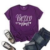 Boy Mama T Shirt Blessed Mama Printed Short Sleeve round Neck T-shirt