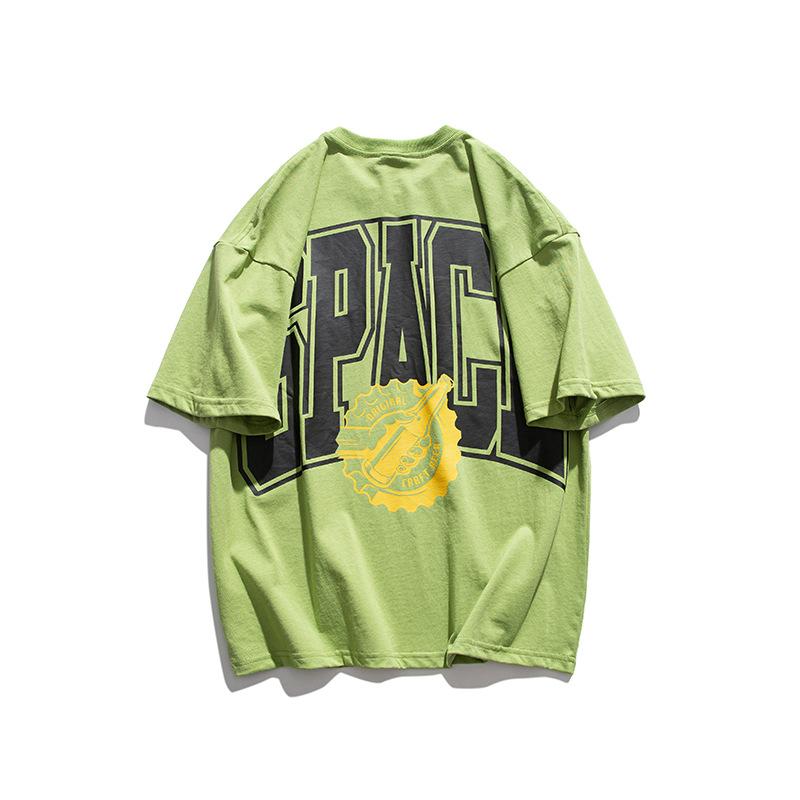 Men T Shirt Summer Casual Tops Men's Summer Large Printed Candy Color Short Sleeve T-shirt Men's and Women's Neutral Loose Summer Short Sleeve