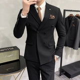 Seersucker Suit Double Breasted Two-Piece Suit