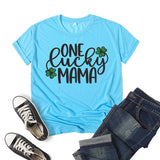 Boy Mama T Shirts Clover Lucky Mama Printed Short Sleeve T-shirt