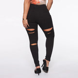 Women Plus Size Jeans High Waist Slim Ripped Jean