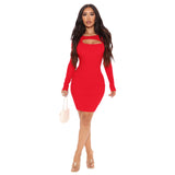 Autumn Long Sleeve Thread Hollow-out Slim-Fit Sexy Dress