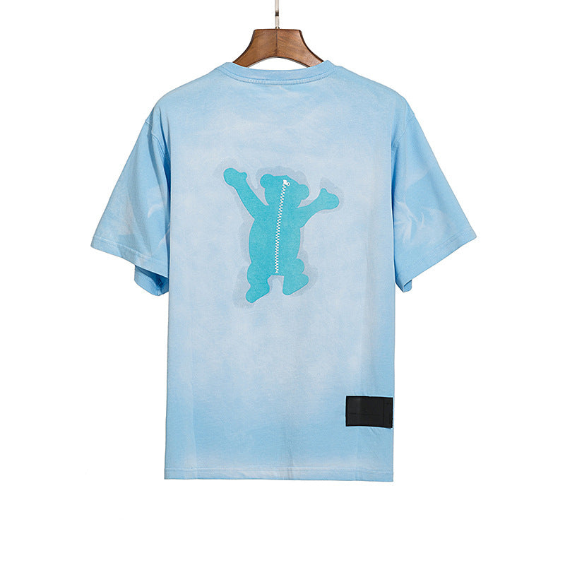 We11done T Shirt Cartoon Bear Loose Men's and Women's round Neck Short Sleeve Cotton