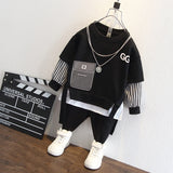 Toddler Boys Sweater Boys' Suit Spring Wear Hoodie Two-Piece Set