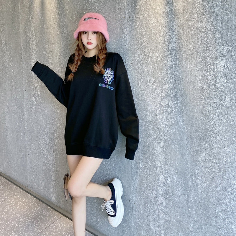 CHH Chrome Heart Sweatshirt Autumn and Winter Cartoon Bear Printed Crew Neck Sweatshirt Men's and Women's Tops