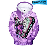 Men and Women Pokemon Pikachu Coat Autumn Winter Sweater Digital Printing 3D Hooded Long Sleeve