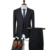 Double Brewed Seersucker Suit Double Breasted Suit Banquet Dress for Men