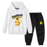 Children Pokemon Pikachu Hoodie & Pant Set Hooded Sweater Trousers Two-Piece Baby Cotton Sweater Suit